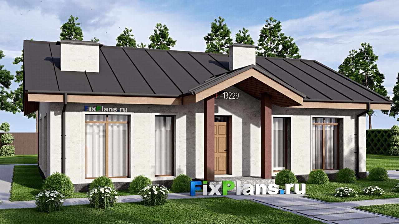 Одноэтажный дом F-13229 — фасад