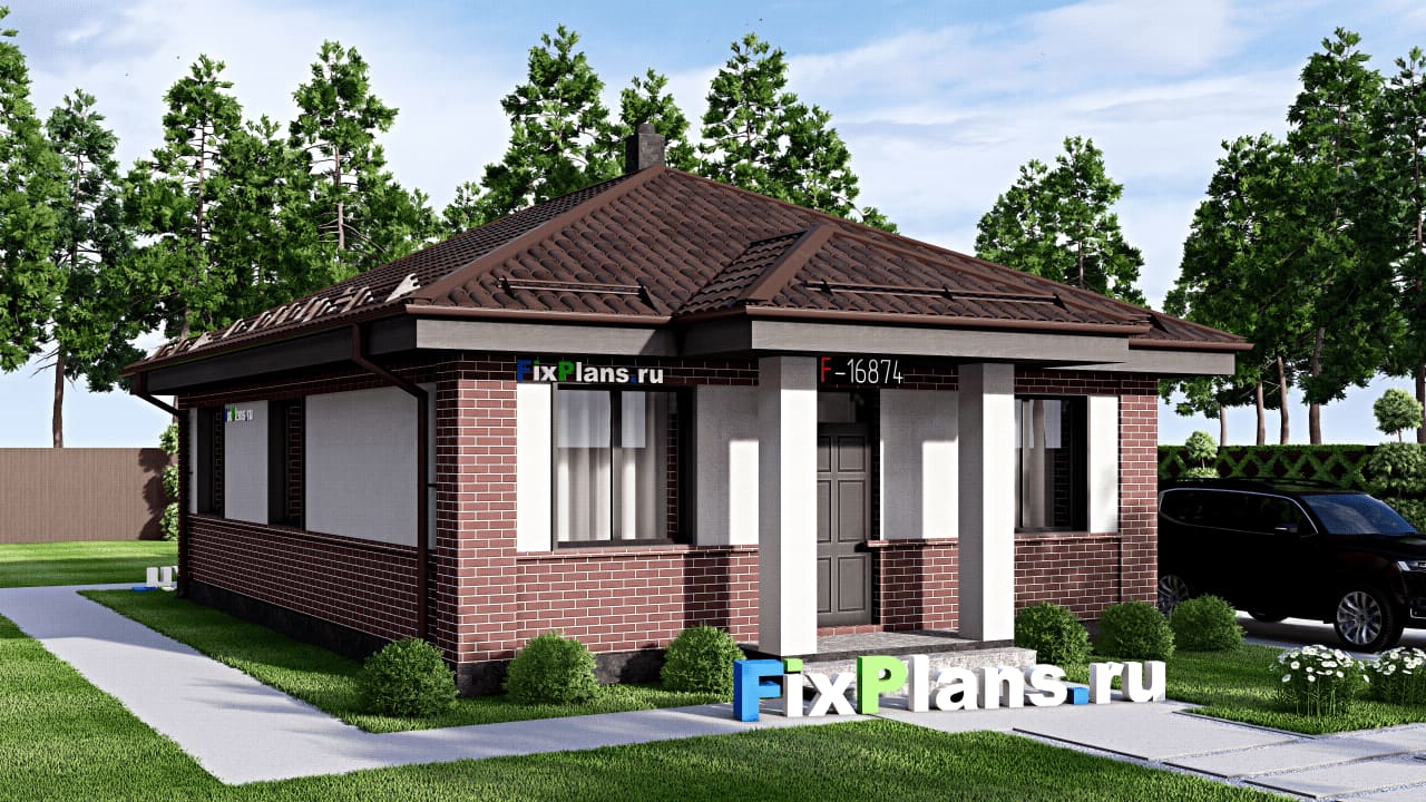 Одноэтажный дом F-16874 — фасад