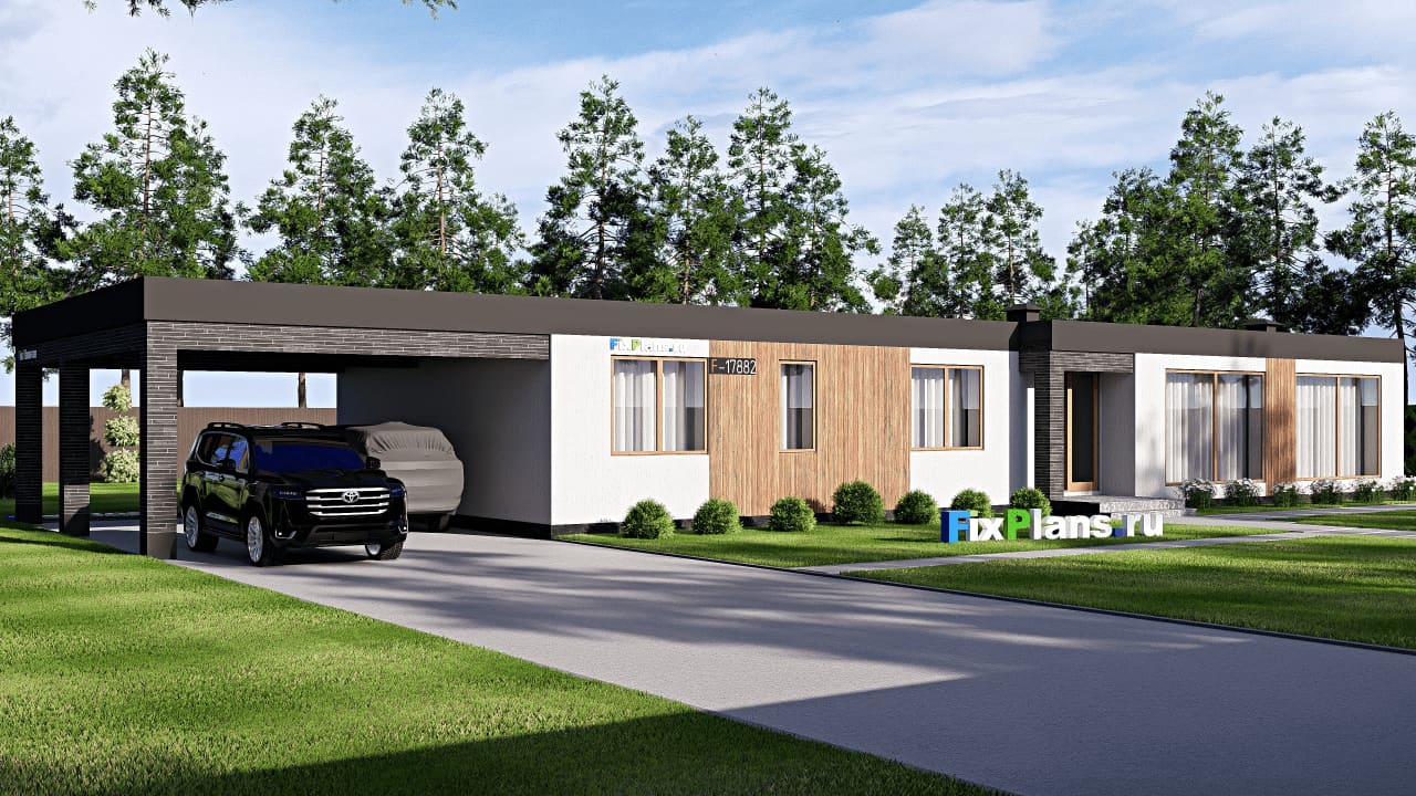 Одноэтажный дом F-17882 — фасад