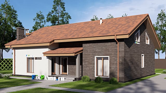 Одноэтажный дом с мансардой  F-20258