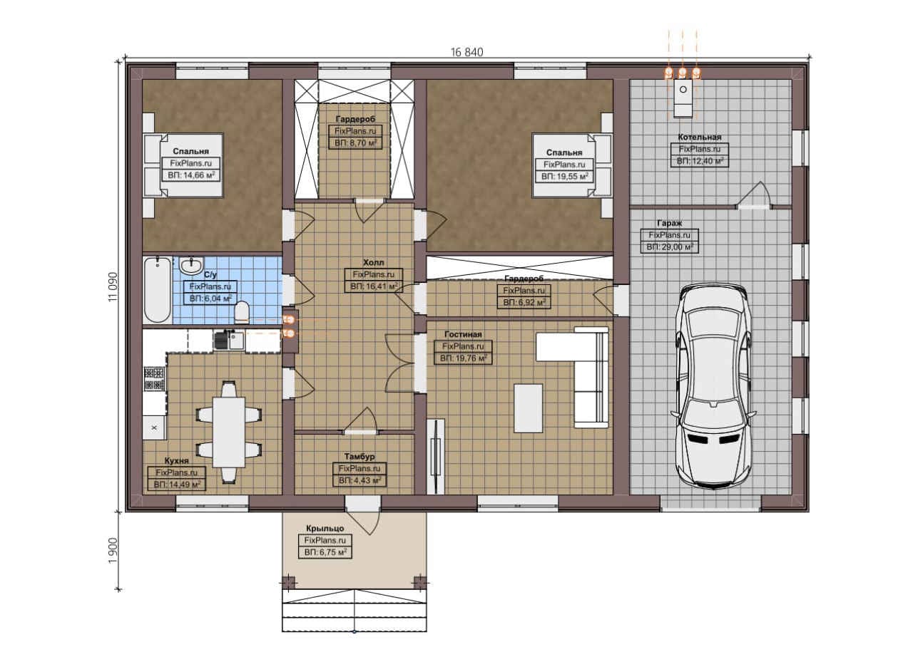 Планировка Одноэтажный дом F-4679