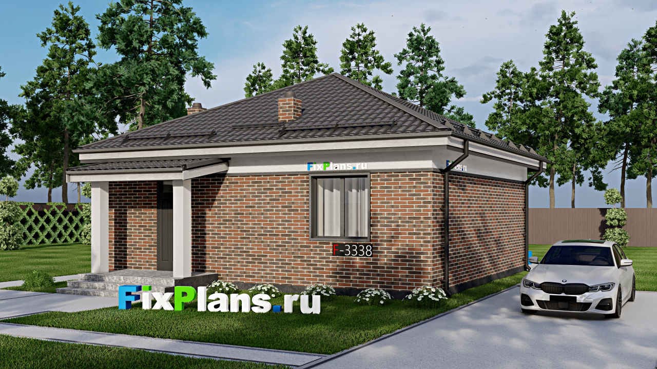 Одноэтажный дом F-3338 — фасад